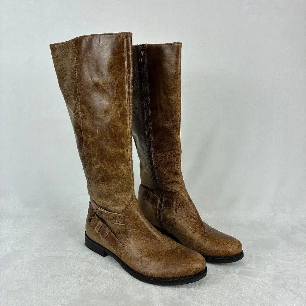 Matisse Leather Riding Boot Women’s 8M Brown Bernie Made in Brazil Zip Up Buckle